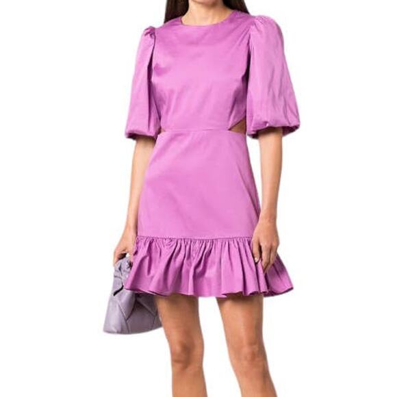 Veronica Beard dress Iker Puff Sleeve Cutout minidress purple size 14 - Picture 1 of 6